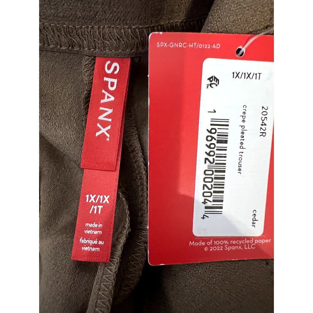 NWT Spanx Carefree Crepe Pleated Trouser Chic Brown 1X - Picture 7 of 9